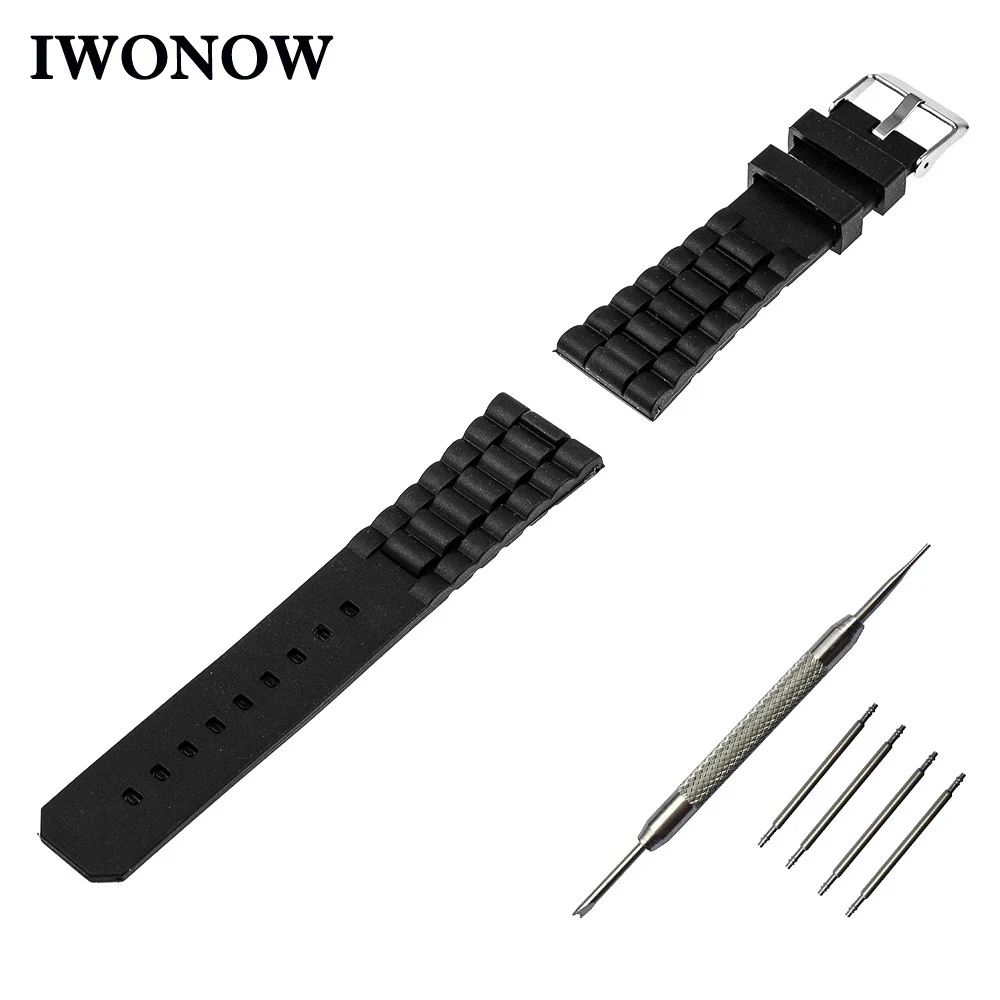 

Silicone Rubber Watch Band for Pebble Time Round 20mm / Bradley Timepiece Stainless Steel Pin Buckle Strap Wrist Belt Bracelet