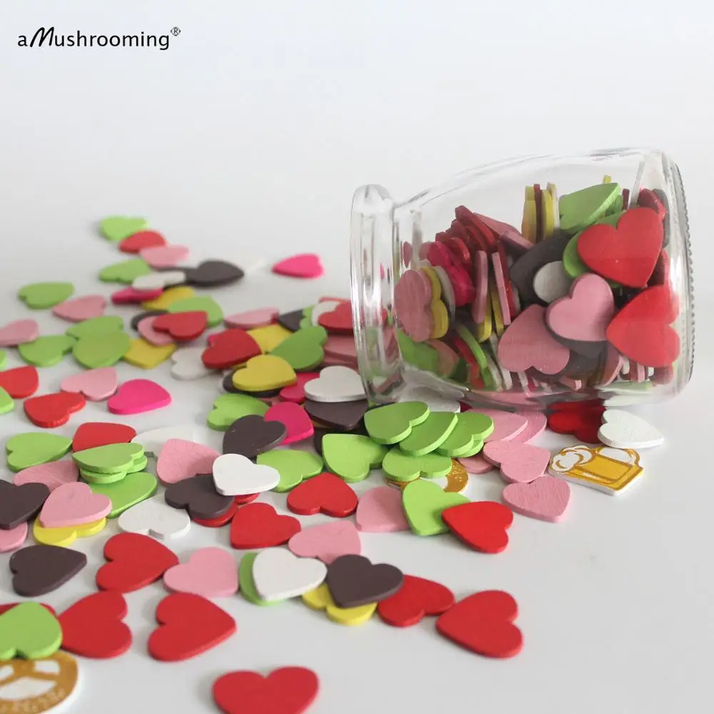 

100 Tiny color Hearts ~ Cute Little Wooden Hearts! Rustic Table Confetti ~ Summer Wedding