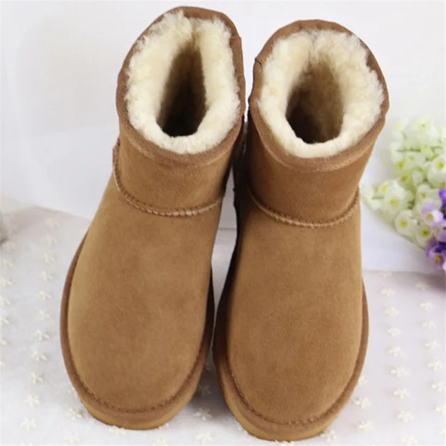 CUWHF/Классические Водонепроницаемые зимние ботинки из натуральной воловьей кожи; женские ботинки; теплые зимние ботинки для женщин