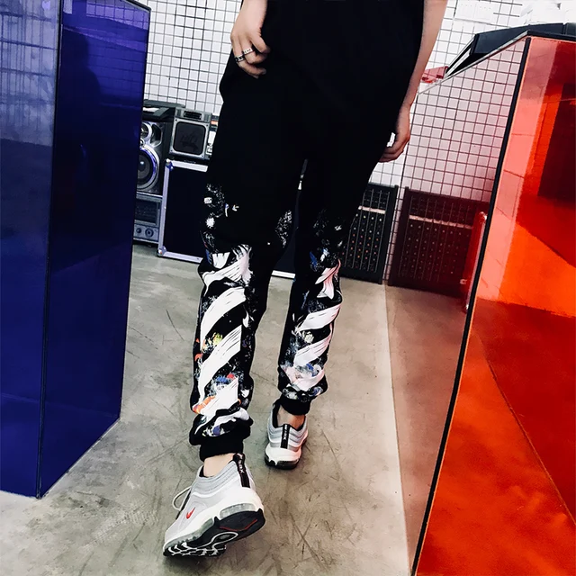 2018 Original Ins Exceed Fire Real Pants Male Starry Sky Upon Leisure Time Chao Hip-hop Tide Brand black trend full length cool
