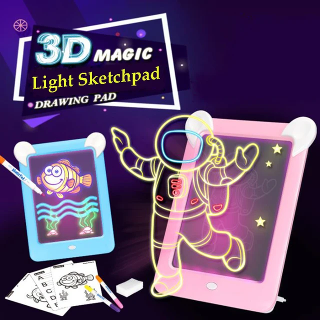 Drawing Handwriting Pad 3D Magic Drawing Pad LED Writing Board Luminous Drawing Board Children's Puzzle Brain Development Toy 3