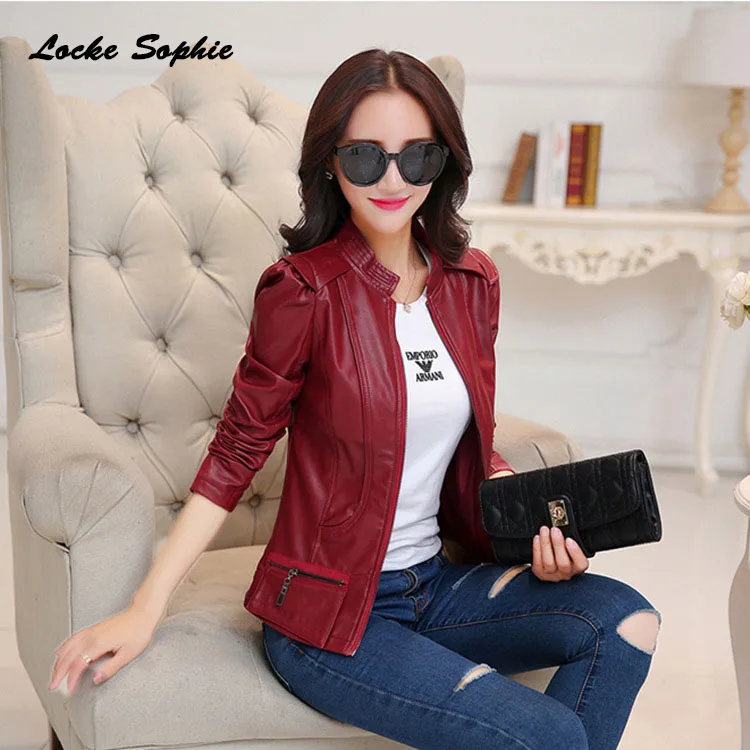 1pcs Women's Plus size jacket coats 2019 Autumn New faux fur PU Leather Splicing zipper Jacket ladies Skinny locomotive coats