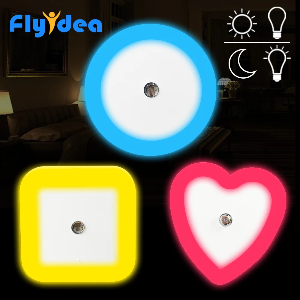 

Daylight Sensor Night Light EU/US Plug Children's Bedroom Luminous Fixtures LED Square Baby Lighting Smart Sleep Night Light