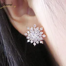 Новинка, модные серебряные серьги-гвоздики в форме снежинки для женщин, свадебные ювелирные изделия для помолвки, Сережки для пирсинга, рождественские подарки