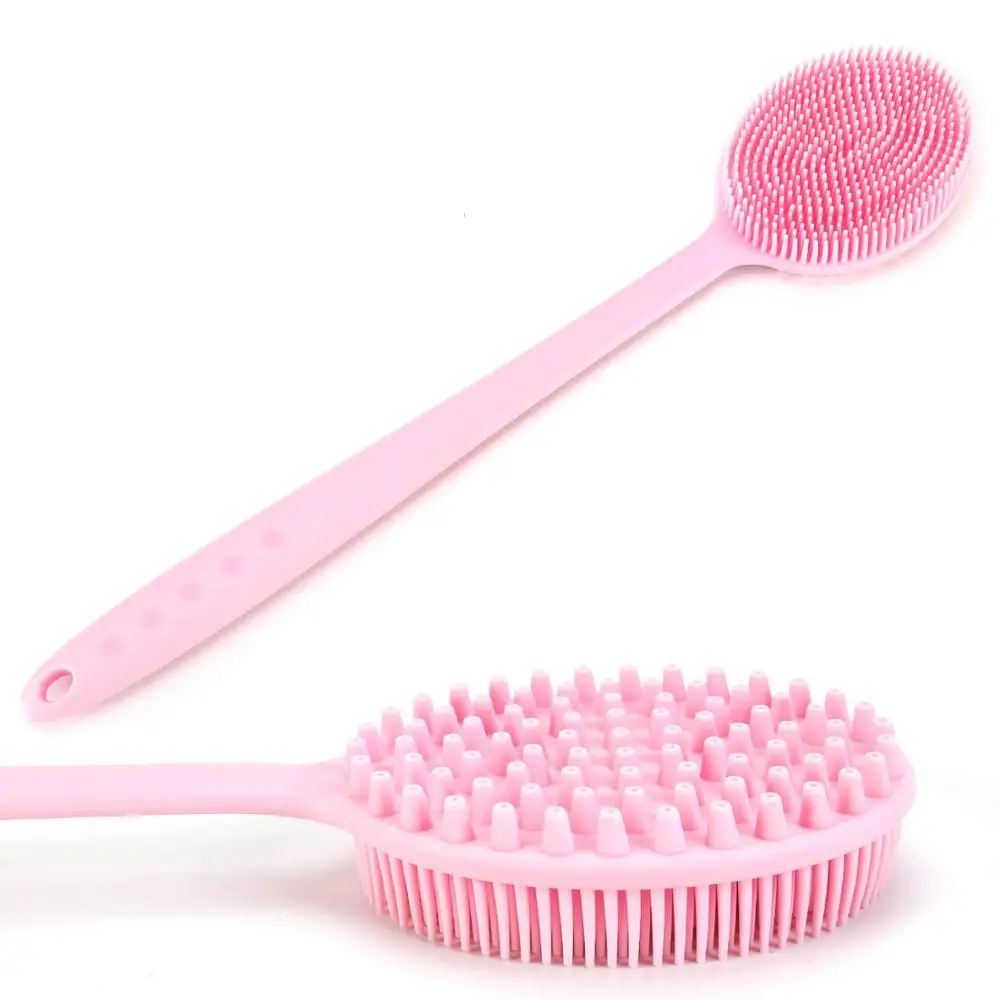 

Silicone Long Handle Brush Soft Tiles Back Scrub Scrubber for Skin Massager 2 in 1 Body Cleaning Gadgets Bath Shower Household