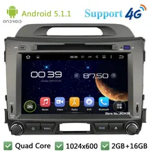Quad Core 8″ HD 1024*600 2DIN Android 5.1.1 Car DVD Player Radio Screen FM DAB+ 3G/4G WIFI GPS Map For KIA SPORTAGE R 2010-2015