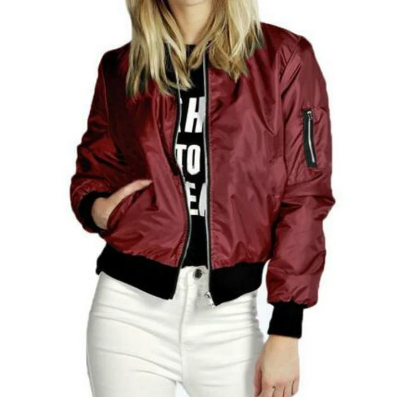 Bomber Jacket Women New Arrival Autumn Winter Ladies Casual Basic Long Sleeve Zipper Jacket Coat Outerwear (1)
