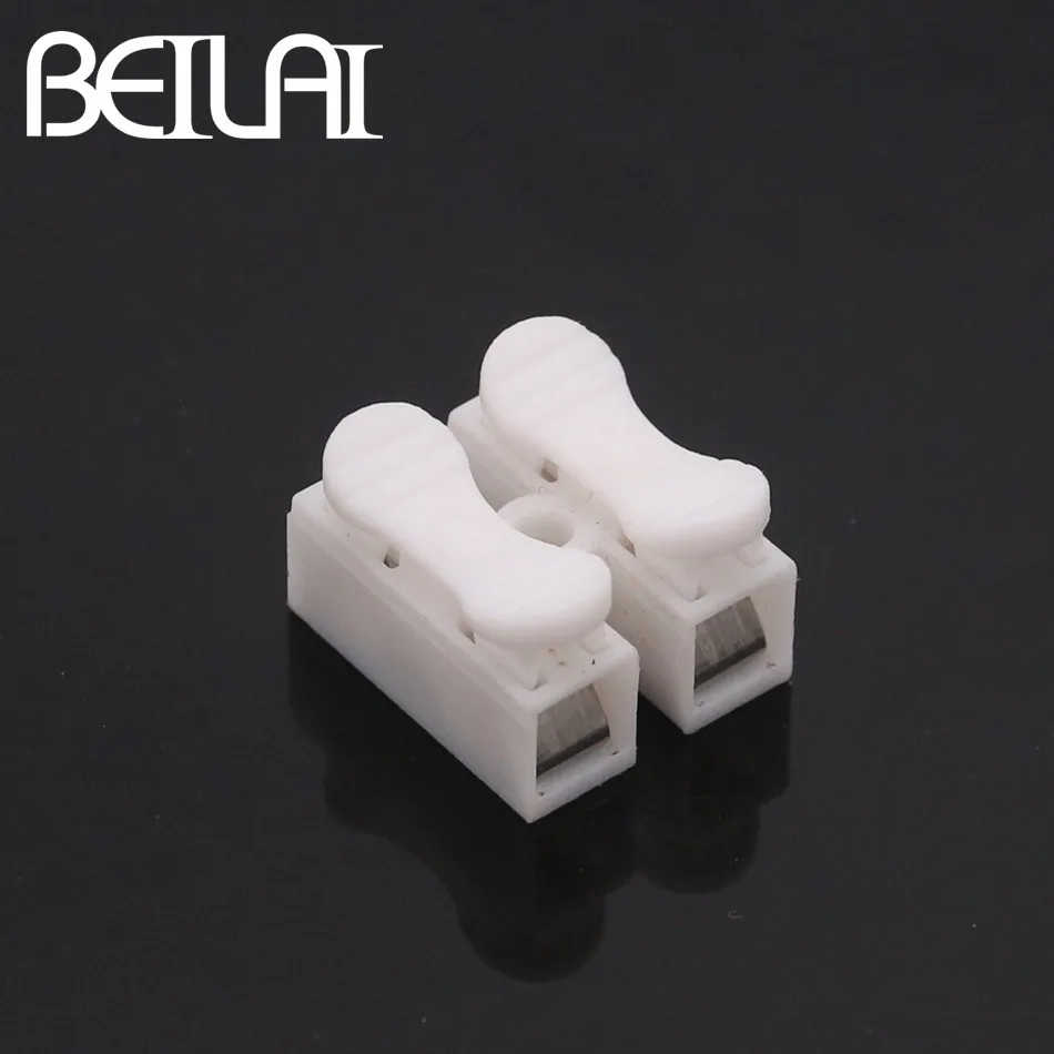 

BEILAI 10PCS 2 Wire Spring Connector Free welding Free screws Quick Connector cable clamp Terminal Block 2 Way For LED Strip