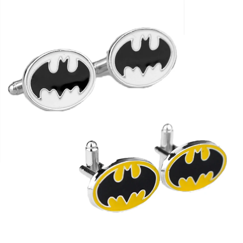 

RJ Super Hero Movie Series Bat Man Cufflinks The Avengers Batman Black Bat Logo Silver Cuff Button Links For Men Boys