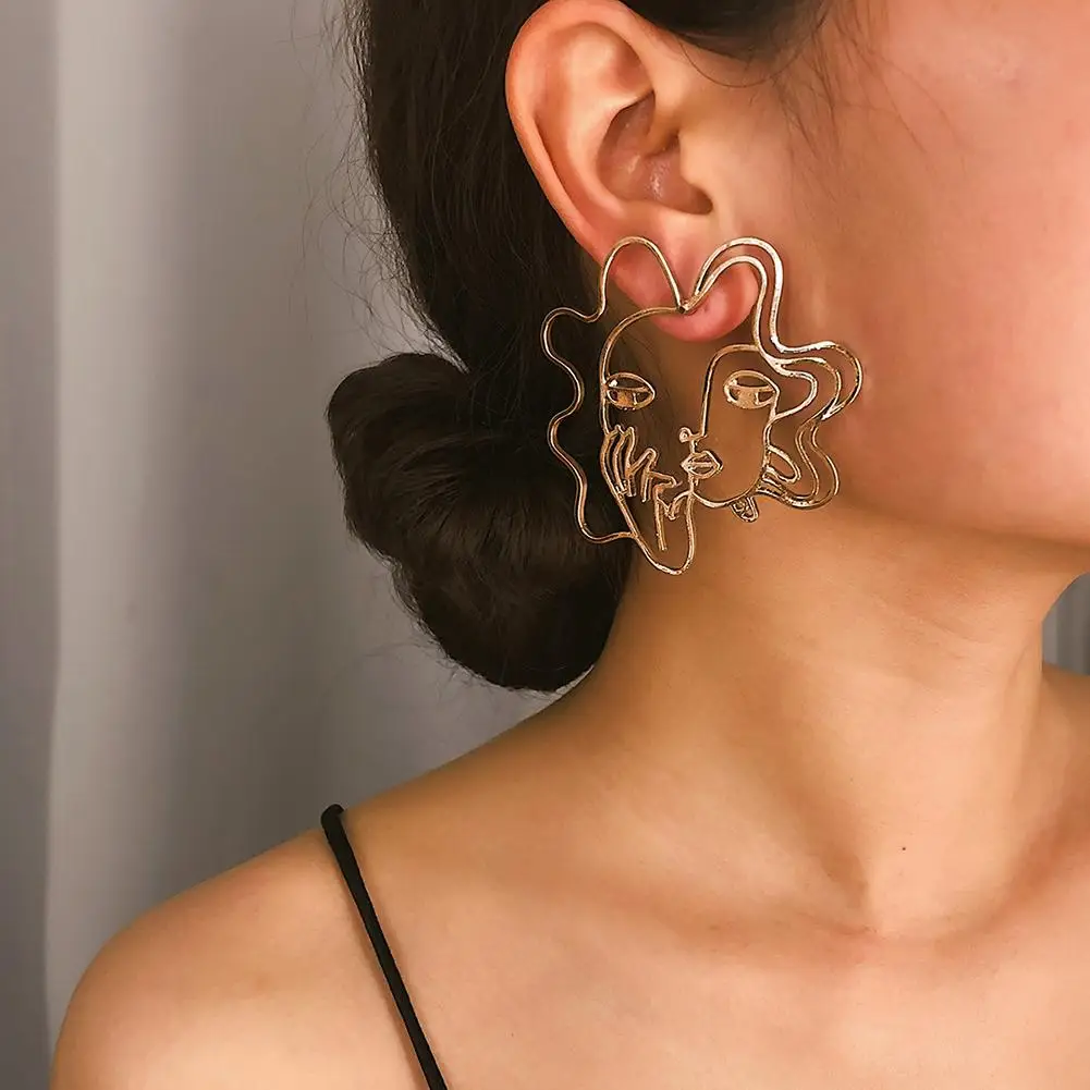 Pendientes creativos Forma de cara abstracta para mujer, joyería fiesta, a la moda|Aretes| - AliExpress