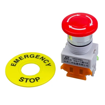 

Red Mushroom Cap 1NO 1NC DPST Emergency Stop Push Button Switch AC 660V 10A