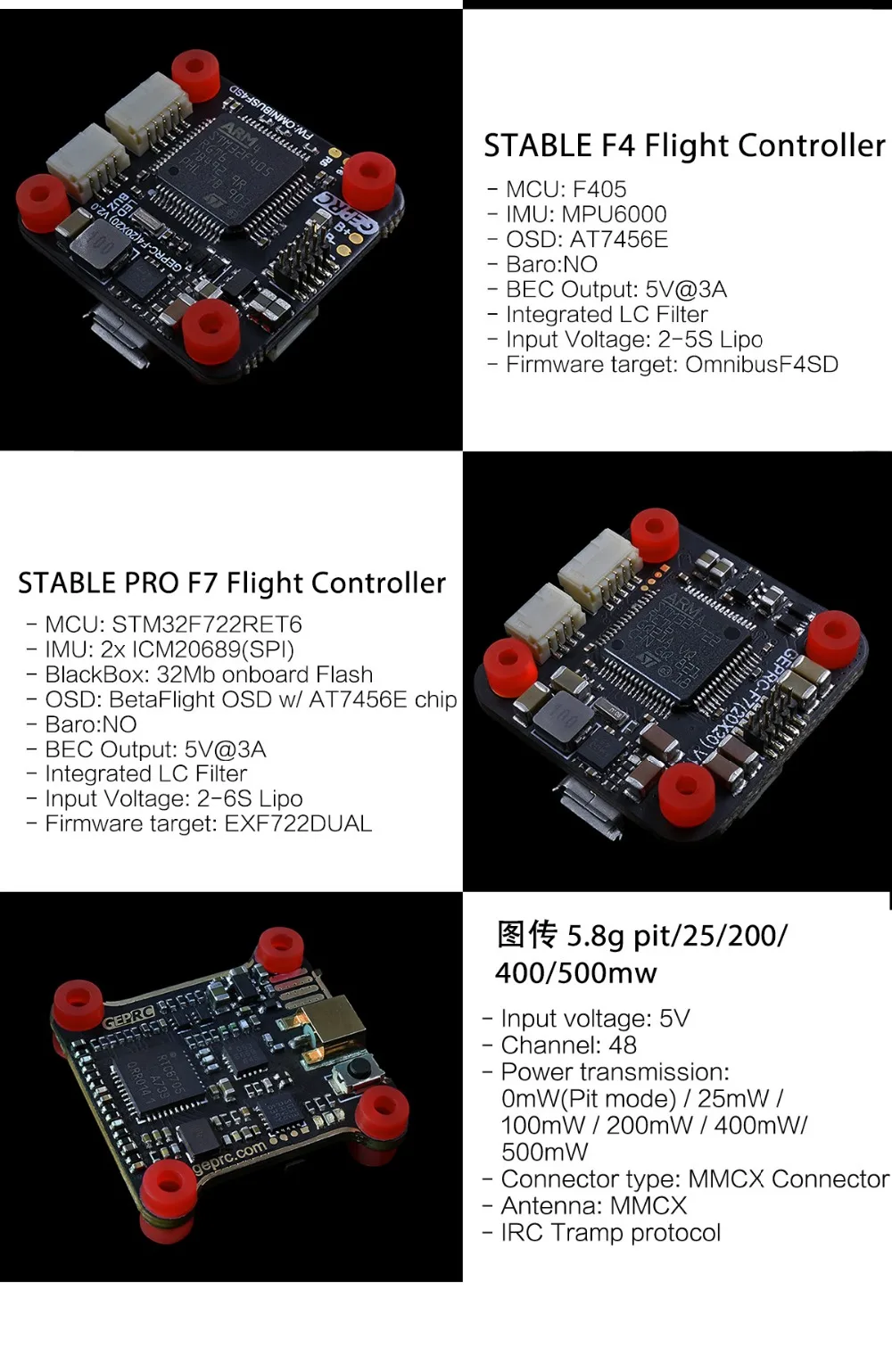 GEPRC стабильный Pro F7 DUAL BL 35A Flytower/стабильный Контроллер полета V2 F4+ 35A/30A ESC+ 5,8G 500mW VTX для гоночного дрона FPV