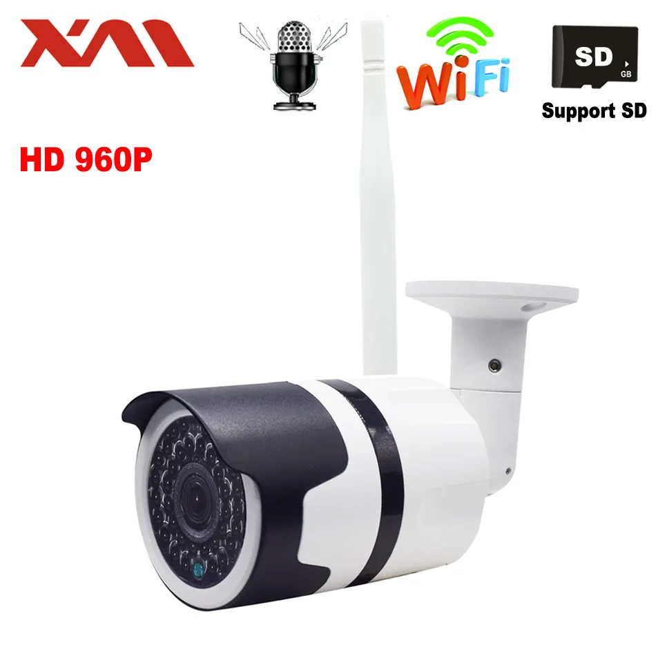 Беспроводная наружная Водонепроницаемая цилиндрическая ip камера 960P Wifi