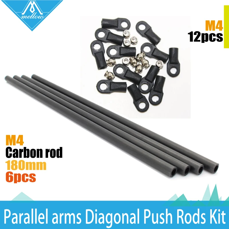 

1 set Rostock Delta Kossel mini k800 ID :4 mm and Rod OD: 6mm 180mm Arms Carbon Diagnonal push rods full Kit Rod for 3d printer