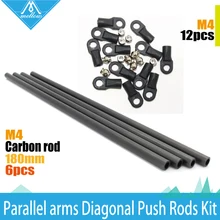 1 set Rostock Delta Kossel mini k800 ID :4 mm and Rod OD: 6mm 180mm Arms Carbon Diagnonal push rods full Kit Rod for 3d printer