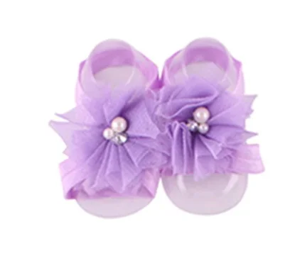 Модные Цветочные Детские Обувь для девочек ноги цветок Пряжа мода diamond новорожденных стопы Шлёпанцы для женщин эластичные ноги полосы
