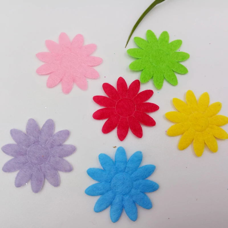 100 шт./лот разноцветные цветочные формы войлочная аппликация наклейка для