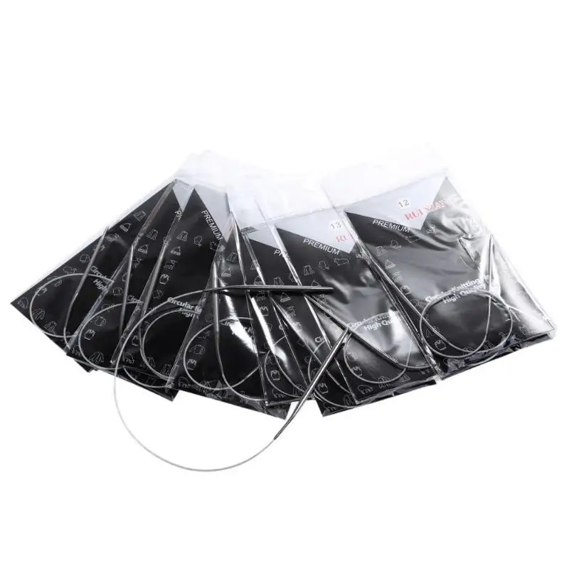 

11pcs/set 43cm Stainless Circular Knitting Needles Weaving Pins Needlework Sewing Tools Circular Knitting Pins Tools