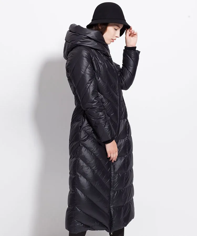 Женские зимние водонепроницаемые длинные пальто размера плюс, шапка, толстые большие размеры, черные, темно-синие женские пуховики abrigo muje