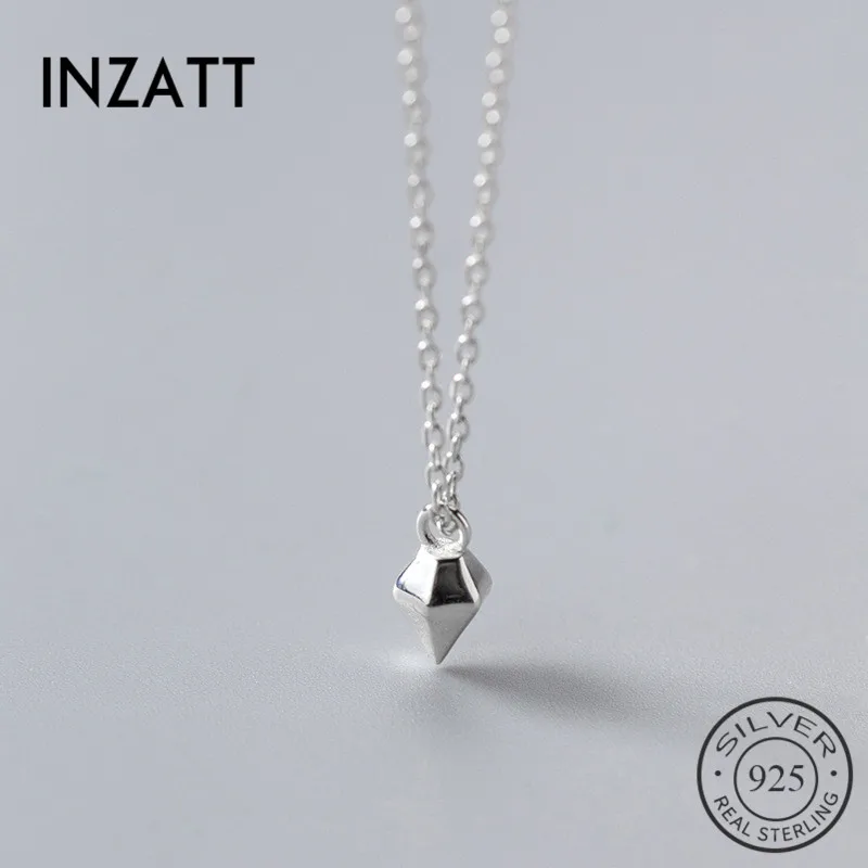 

INZATT Real 925 Sterling Silver Minimalist Geometric Cone Pendant Necklace For Charm Women Party 2018 Fine Jewelry Fashion Gift