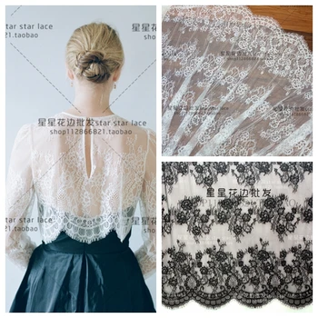 

3Meter/Lot Europe Black White Eyelash Lace Fabric 150CM Lace Wedding Dress Sexy Lingerie DIY Clothes Sew Accessory