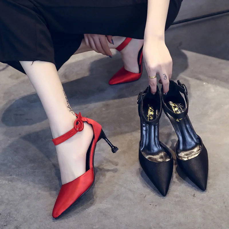 

2019 spring new fashion simple solid color pointed high heels women trend comfortable wild single shoes