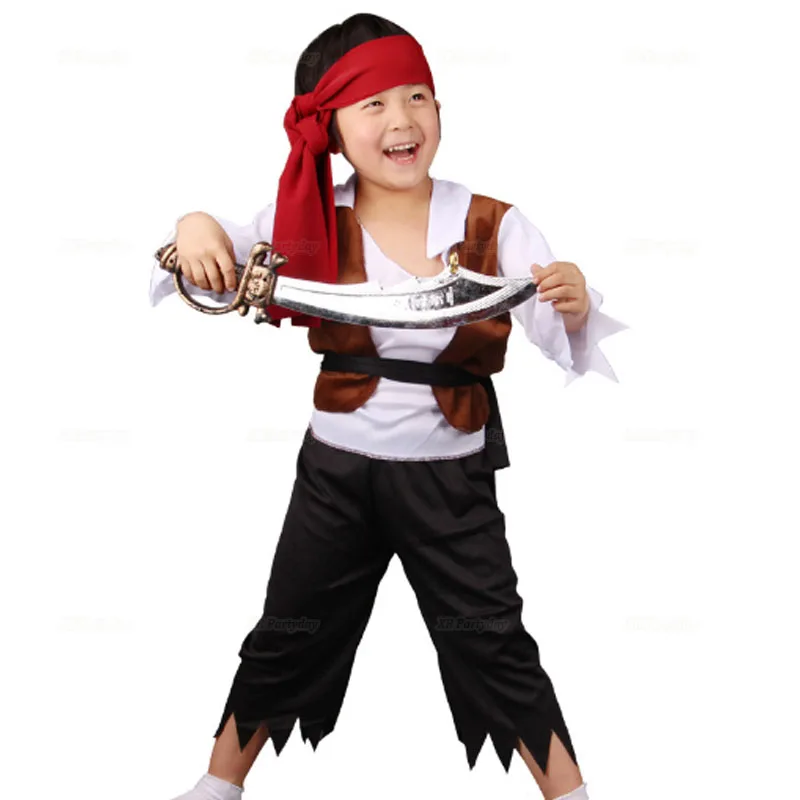Пираты Карибского моря костюм для Хэллоуина для детей Детский Пиратский капитан, для косплея для мальчиков и девочек косплей-костюм пирата на Рождество - Цвет: 22