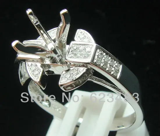 

SOLID 14kt WHITE GOLD . REAL SEMI MOUNT ENGAGEMENT RING ROUND 6mm SETTING