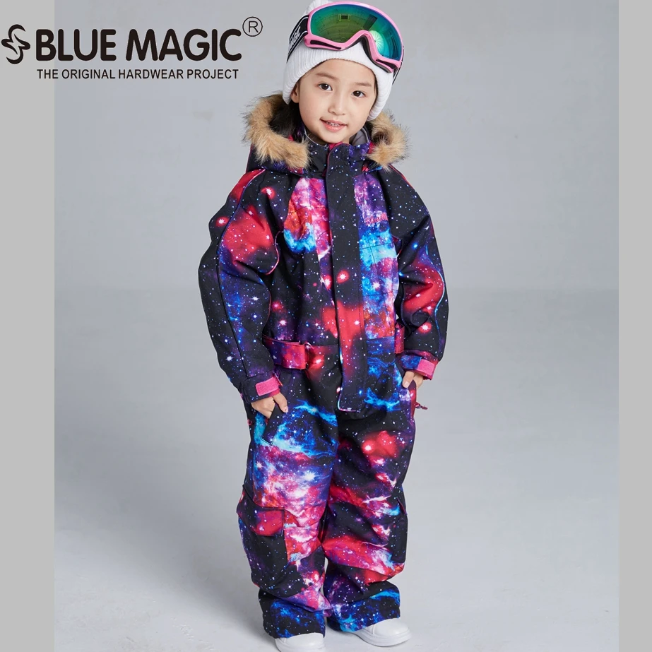 bluemagic Kombez зимний толстый лыжный комбинезон детский холодный костюм наружный