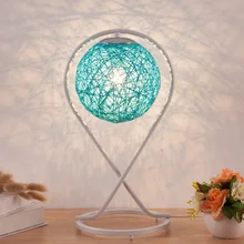 Бамбуковая настольная простая, креативная лампа пеньковый шар прикроватная тумбочка для спальни Модный Романтический подарок искусство гостиная синие декоративные настольные лампы CL1