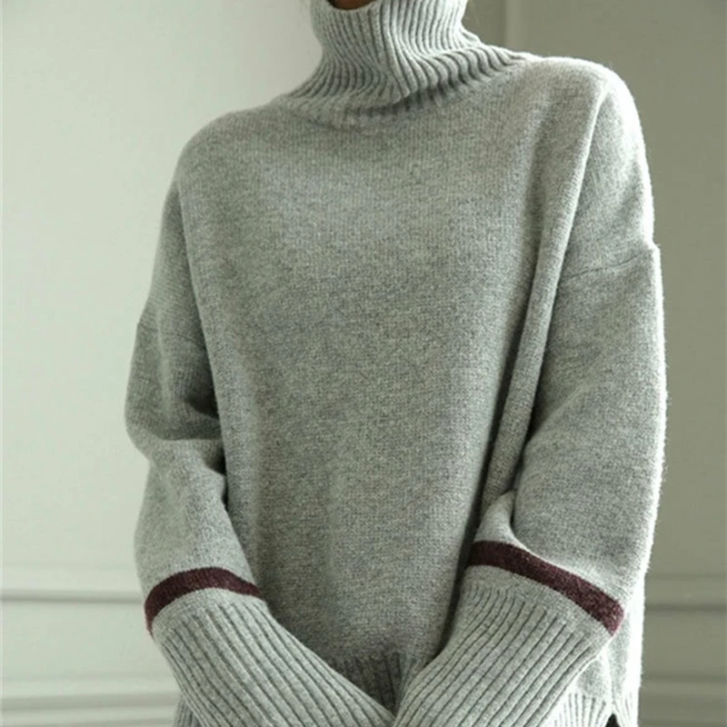 

2019 New Cashmere Knitted Sweater Women Tops Turtleneck Autumn Winter Female Pullover Loose Casual Warm Sweater