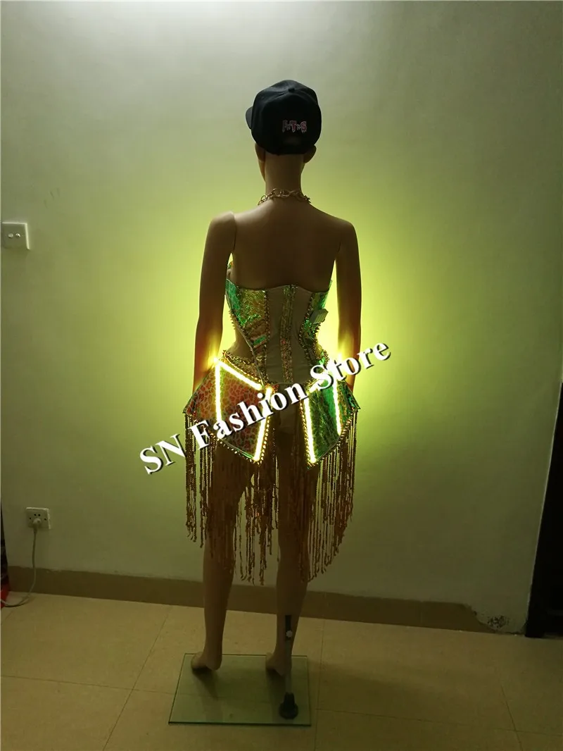 SS1-2 RGB Яркая сексуальная певица Bellydance Бальные LED костюм светло костюмы Подиум носит DJ бюстгальтер одежда платья этап