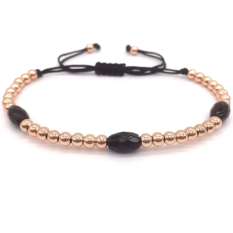 NAIQUBE New Design Brand Men Bracelet Prismatic Stone Beads&4MM copper Beads Braided Macrame Bracelet Jewelry Gift