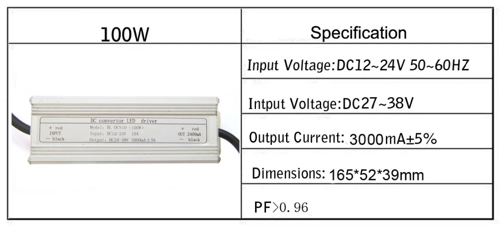 Высокая Мощность 100 Вт белый 6500 К теплый белый 3500 К SMD LED Light + Вход 12 ~ 24 В dc led драйверов