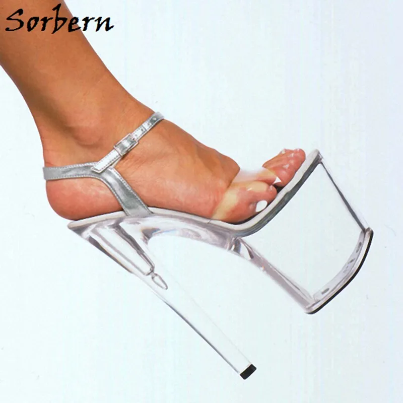 Sorbern Clear Plastic Heels Sandals 