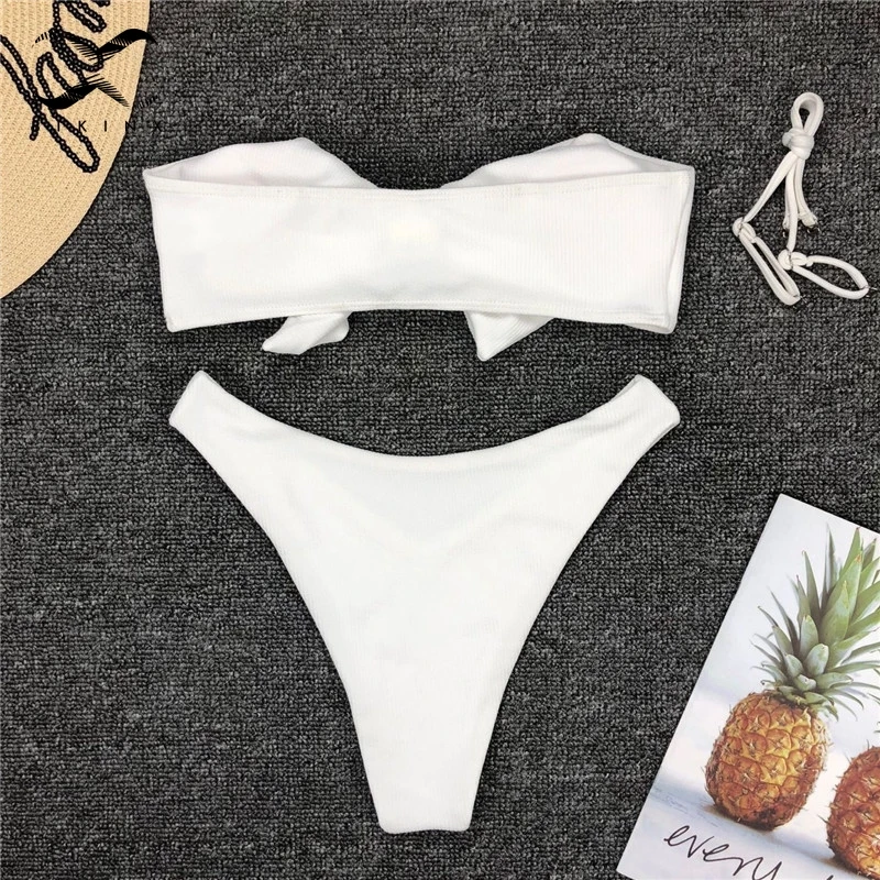 Bikinx ребристые Экстрим бикини микро купальный костюм узел Красный купальник