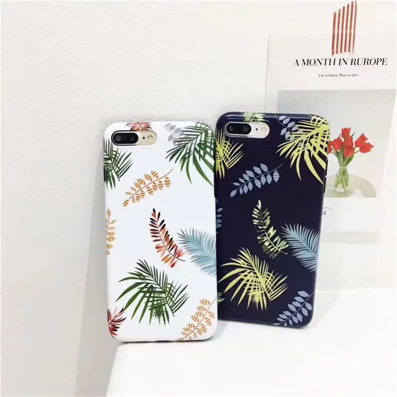 

Original Hand-Painted Small Fresh For Iphone 6 6S 7 8plus X Xs Xr Xsmax Leaf Frosted Protective Cover
