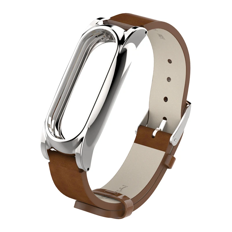  Mijobs PU Leather Strap for Xiaomi Mi Band 2 Metal Frame MiBand 2 Smart Bracelet PU Plus Leather St - 32991381077