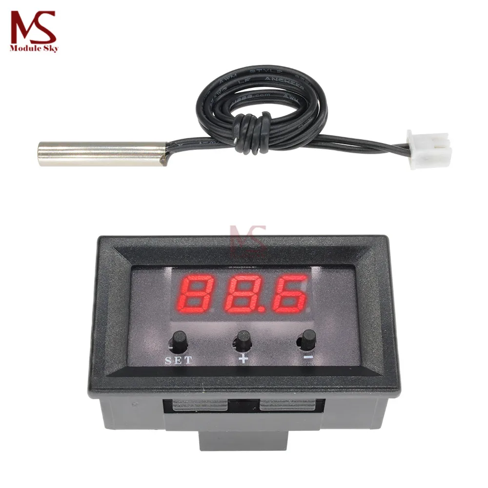 

DM Mini W1209 Red LED Digital Thermostat Temperature Relay Control Board Thermometer Controller Switch Module DC 12V NTC Sensor