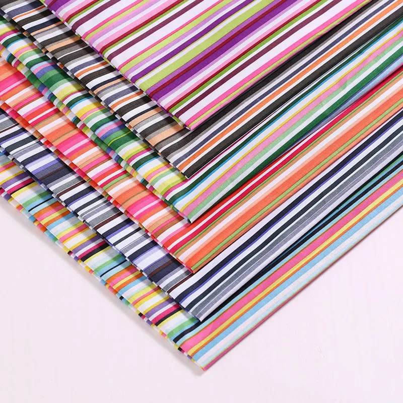 

1Pcs 100X145cm Printed Polyester Fabric colourful stripe Pattern Fabrics Multi Color Cloth DIY Material