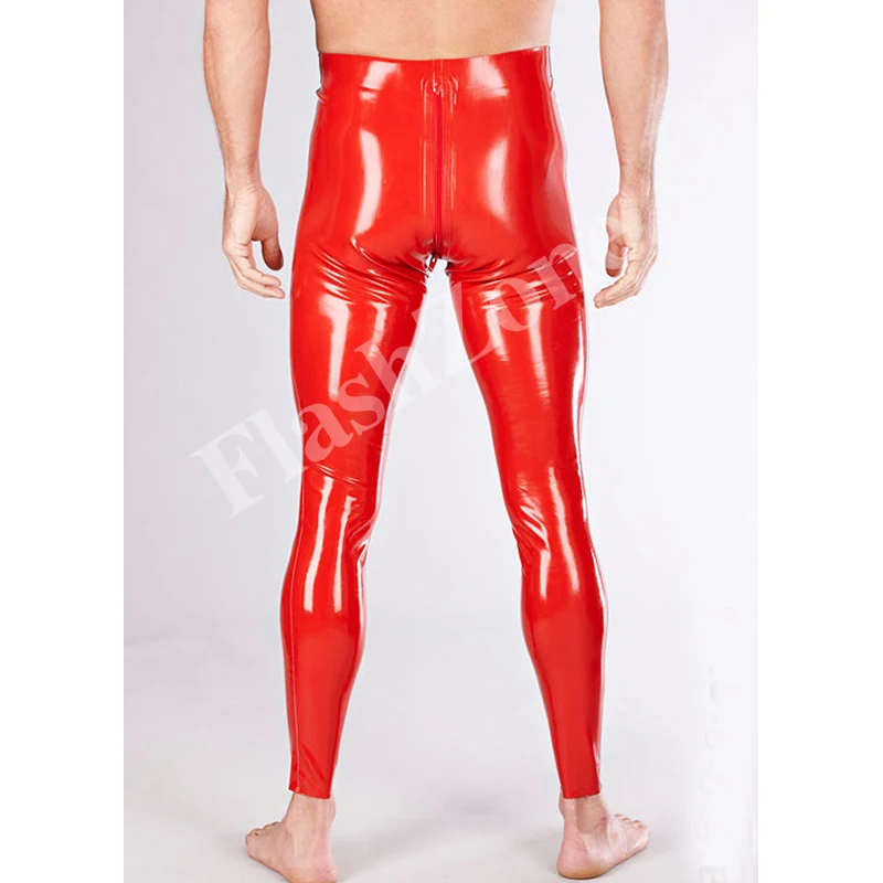 Мужские красные промежности Легинсы на молнии латексные брюки