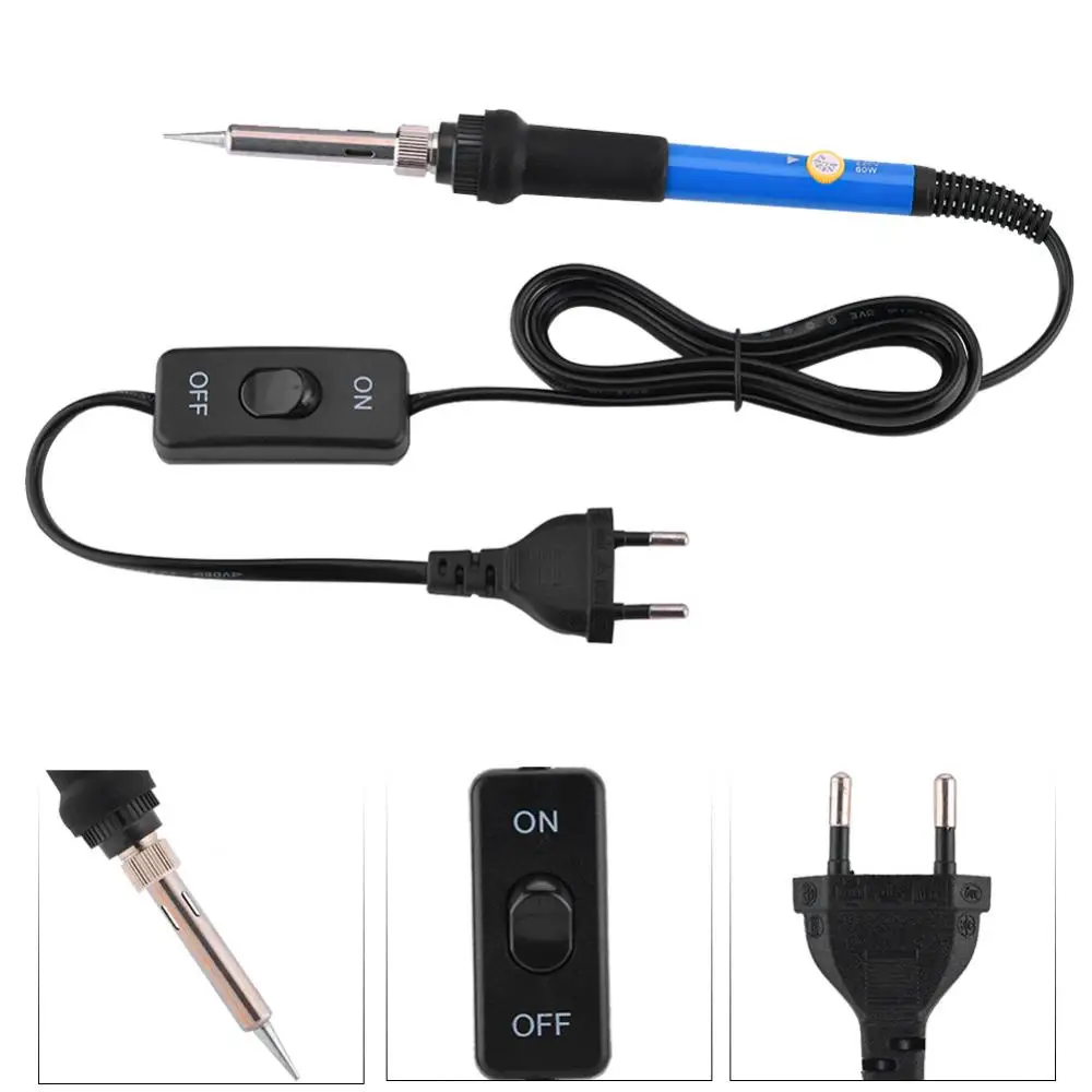 

220V Electric Soldering Iron Pen Temperature Adjustable Electric Soldering Iron with Switch for Phone Repair EU Plug 60W