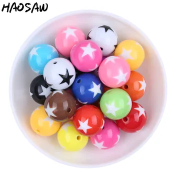 

Fashion Beaded Jewelry 12mm 16mm 20mm Choose Color Large Chunky Round Beads Star In Beads Resin Beads For Chunky Jewelry Making