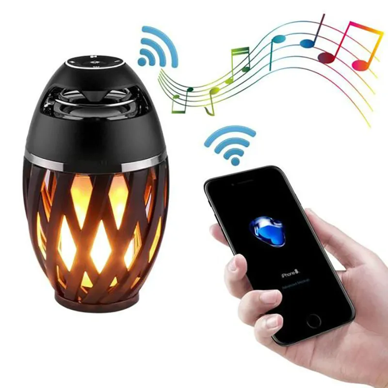 USB Led Flame Lights Bluetooth Speaker Outdoor Portable Led Flame Atmosphere Lamp Stereo Speaker