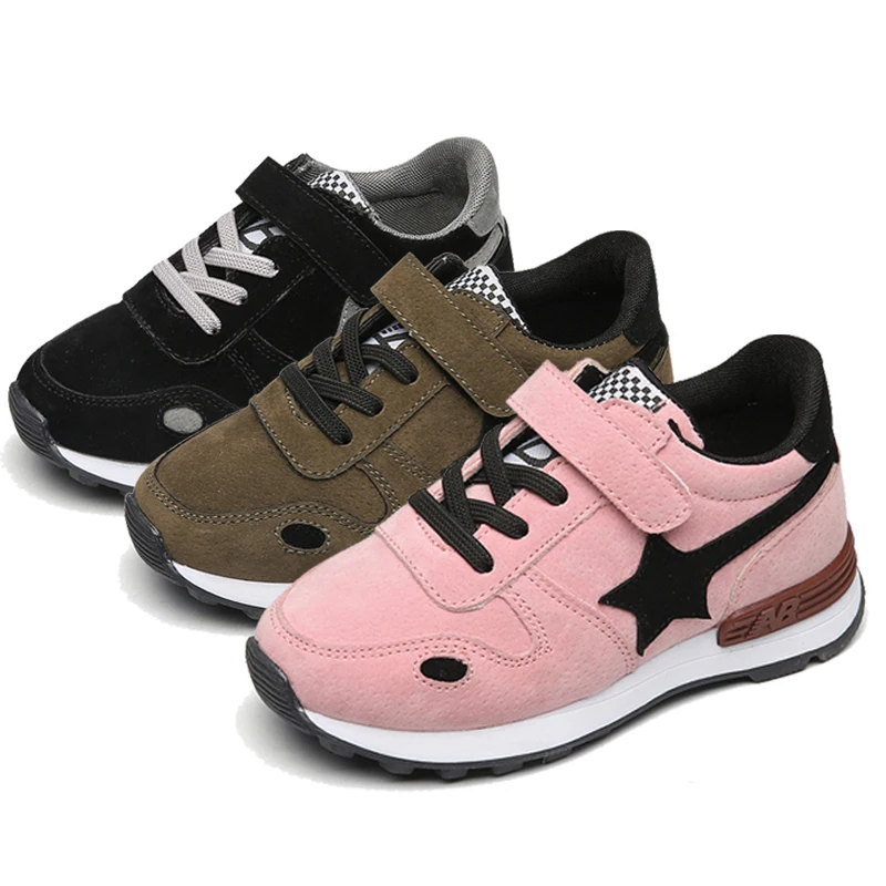 

Bavoirsj Size 6.5-10 Fashion Stars Velvet Leather Baby Shoes Round Toe Lacing-up Boys Girls Breathable Casual Shoes B1912