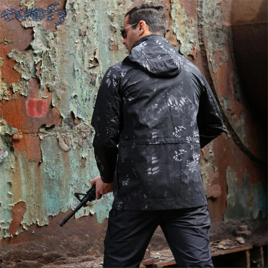 Военная камуфляжная мужская одежда армейская тактическая Мужская ветровка с капюшоном полевые куртки верхняя одежда пальто со шляпой