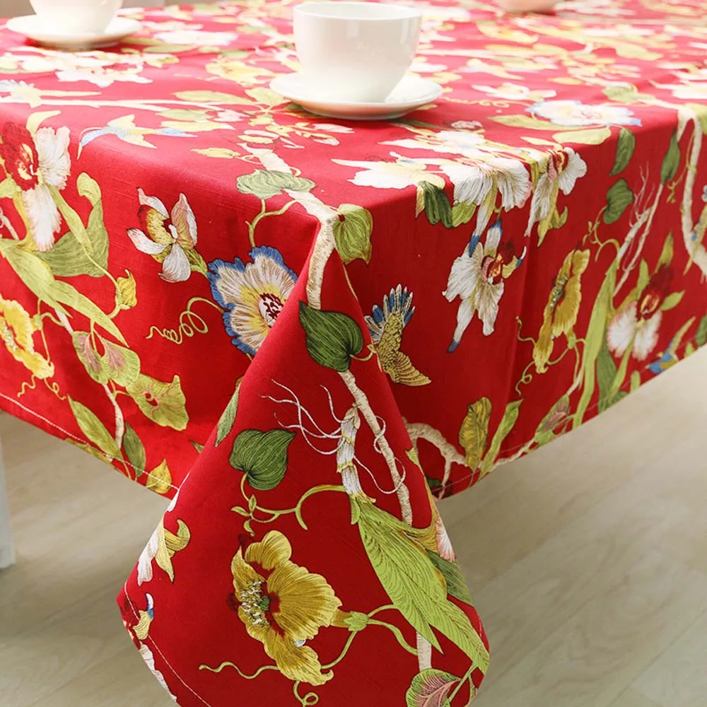 Hot Sale 4 Design Pastoral Floral Home Kitchen Table Cloth Wedding Party Table Cover Multi Size Hotel Coffee Tablecloth Cotton