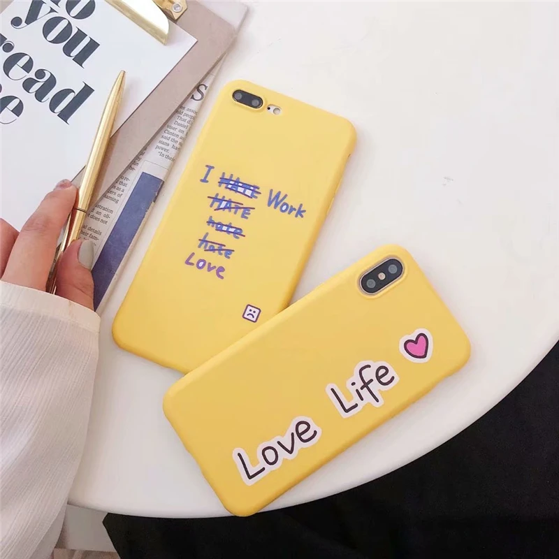 For iphone 6 Case Cute Yellow Letters Phone Cases For iphone X 8 7 7