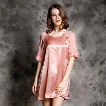 

CEARPION Women Nightdress Loose Nightgown Silk Natural Sleepwear Sexy Pluse Size Nightwear Elegant Female Casual Sleep Shirt