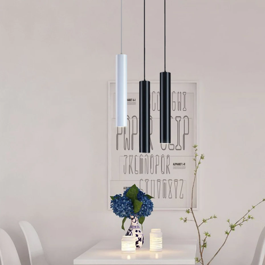 [DBF] светодиодный подвесной светильник в современном стиле с длинной трубкой, черный подвесной светильник, подвесной светильник для магазина, кухни, подвесного светильника